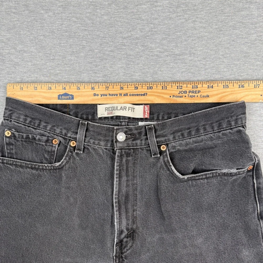 Levis 505 Regular Fit Jeans Mens 33x30 Faded Black Straight Leg Denim 00505-0260